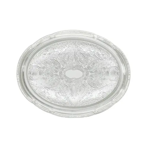Compact Oval Chrome Serving Tray – 14.75" X 10.5", Winco Cmt-1014 1