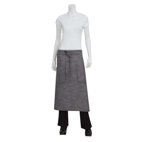 Corvallis Bistro Waist Apron By Chef Works – 31" Length With Grommets, Black And Steel Gray 1