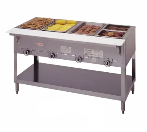 Duke 304 Aerohot 4-Well Open-Base Gas Steam Table – Hot Food Unit With Undershelf 1