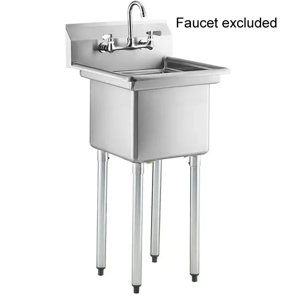 E-S1C182414-316 Single-Compartment Stainless Steel Sink (18" X 24" X 14") – 16-Gauge, No Drainboard 1