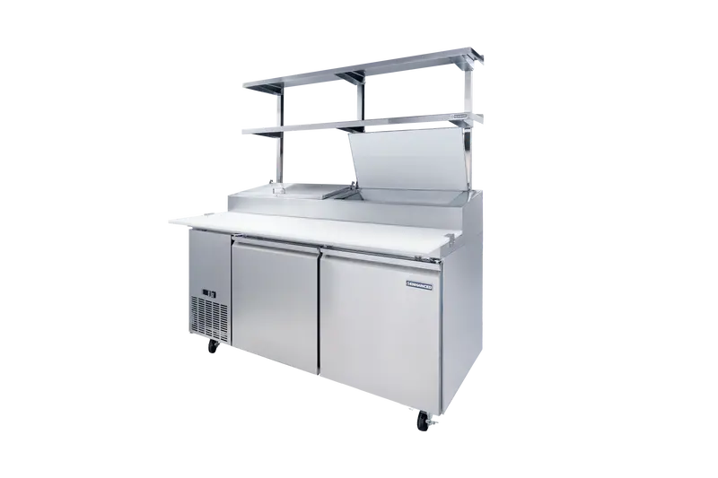 Enhanced E-Dos-Pt1472 Stainless Steel Prep Table Overshelf – Double-Tier, 14"X72"X48"H 1