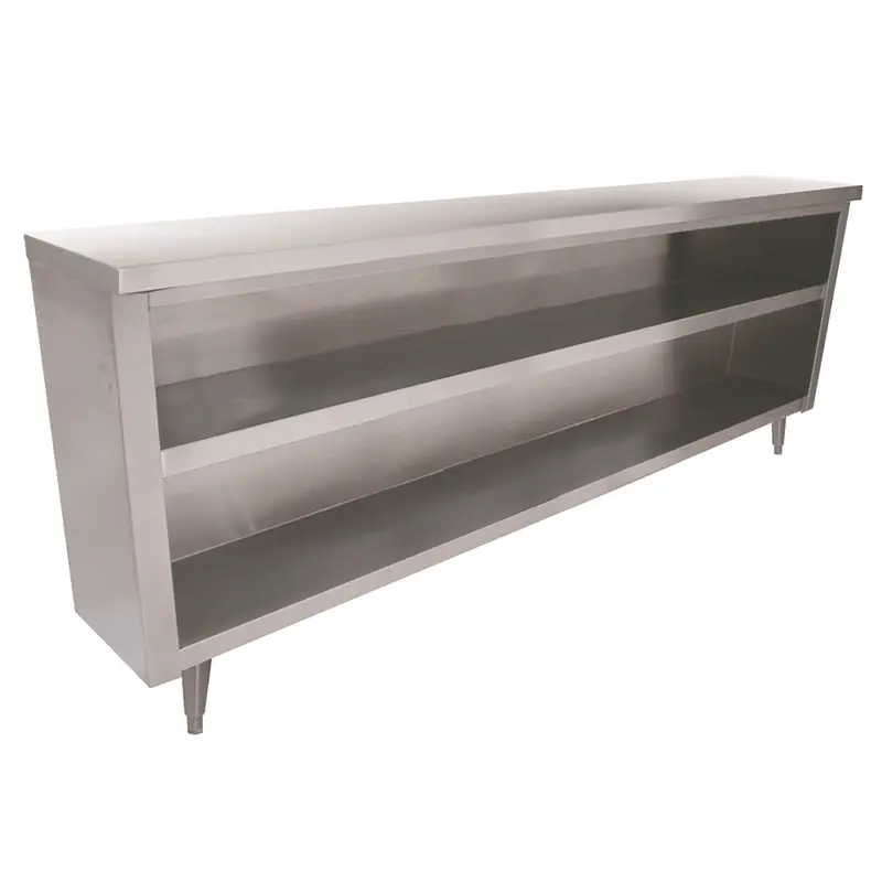 Enhanced Ss & Equipment E-Cof-1572-416 15" Deep X 72" Wide Stainless Steel Open-Front Cabinet With Center Shelf 1