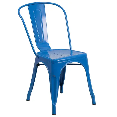 Flash Furniture Ch-31230-Bl-Gg Blue Galvanized Steel Stackable Chair – Vertical Slat Back Design 1