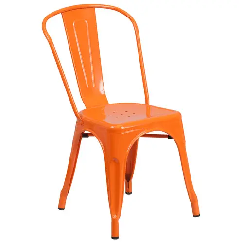 Flash Furniture Ch-31230-Or-Gg Orange Galvanized Steel Stackable Chair – Vertical Slat Back, Drain-Hole Seat 1