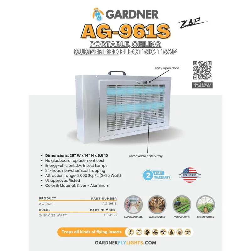 Gardner Ag-961S 50W Portable Ceiling-Suspended Commercial Insect Trap 1