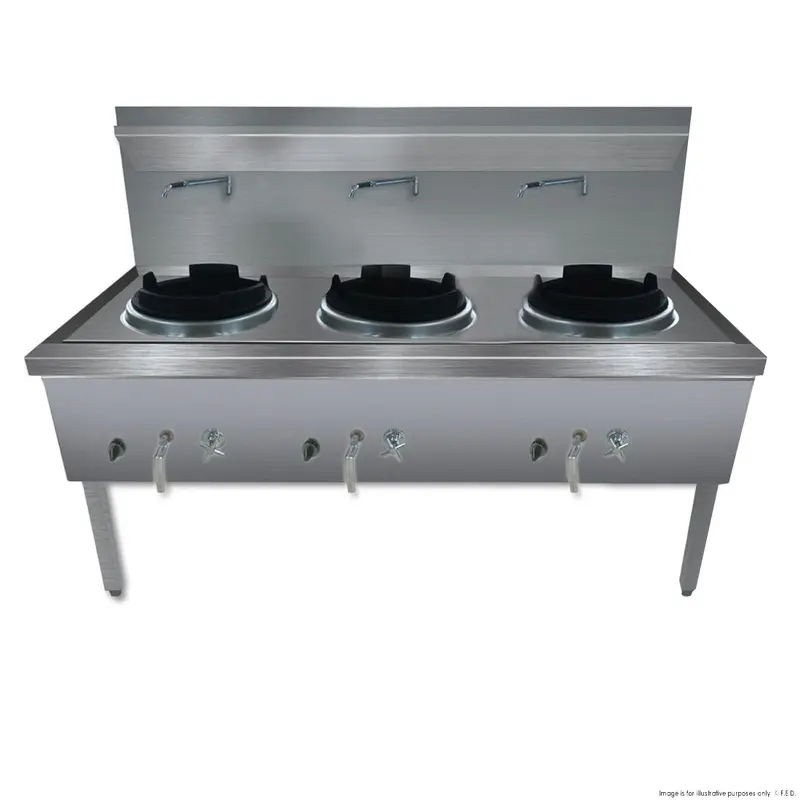 Gasmax Ww-3L Stainless Steel Triple Wok Station – Lpg-Fueled, Waterless Construction 1