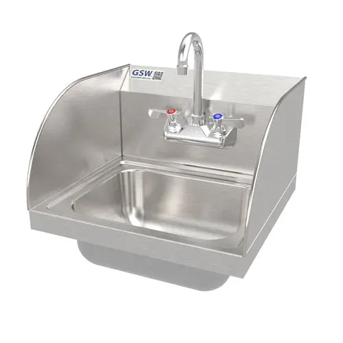 Gsw Usa Hs-1615S-N Wall-Mounted Hand Sink With Reinforced Welded Splash Guard 1