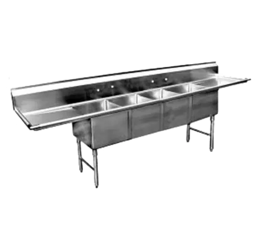 Gsw Usa Se16204D18 Four-Compartment Sink With Dual 18" Drainboards 1