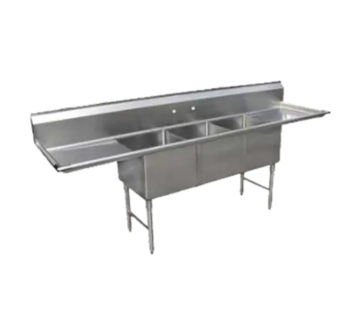 Gsw Usa Se18183D20 Three-Section Sink With Dual 20" Drainboards – 94.375"W X 24"D X 45"H 1