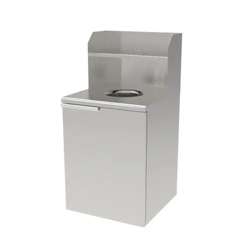 Gsw Usa Stainless Steel Waste Receptacle – 32-Gallon Bin With Top Tray Shelf 1