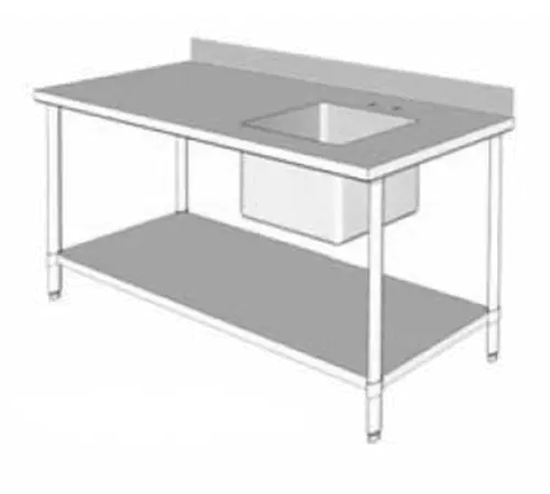 Gsw Usa Wt-Ps3060R 60" Stainless Steel Work Table With Integrated Right-Side Prep Sink 1