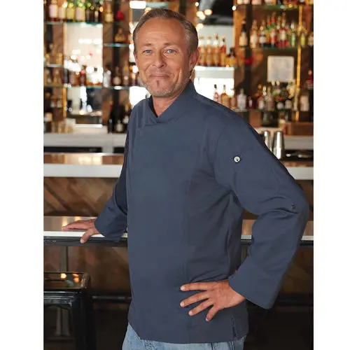 Hartford Men’S Single-Breasted Chef Coat – Slate Blue, Small 1