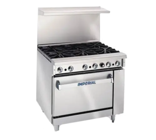 Imperial Ir-6-Xb 36" Heavy-Duty 6-Burner Natural Gas Range With Cabinet Base (192K Btu) 1