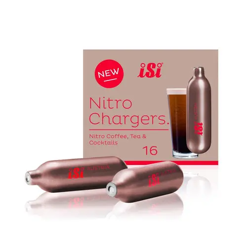 Isi Nitro Charger (2.4G N₂) – Recyclable Bronze Steel Whipping Gas Cartridge, Pack Of 16 1