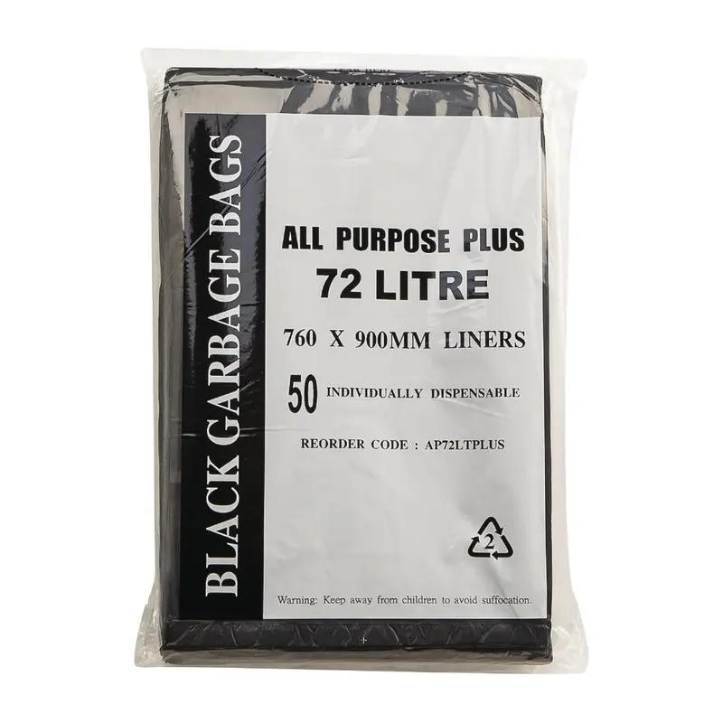 Jantex All-Purpose Black Garbage Bags (72L, 50-Pack) – Fl877 1