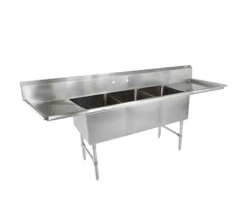 John Boos B Series Triple-Compartment Sink – 99.25" Wide With Dual Drainboards 1