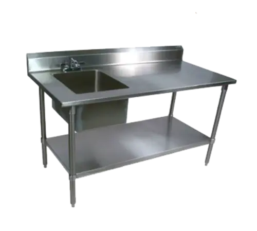 John Boos Ept8R5-3060Ssk-L-X 60" Stainless Steel Work Table With Integrated Left-Mount Prep Sink 1