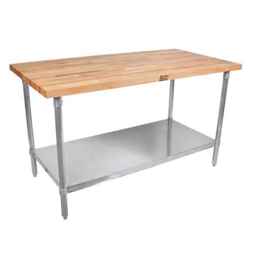 John Boos Jns03 Commercial-Grade Hard Rock Maple Workbench With Galvanized Undershelf – 60" X 24" 1