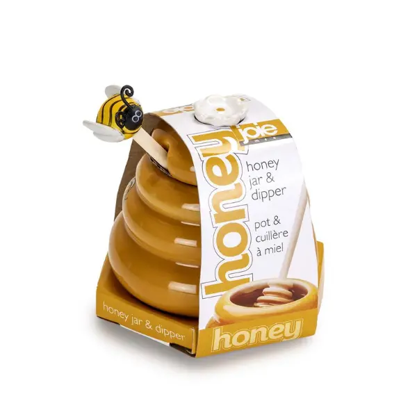 Joie Elegant Honey Jar With Integrated Bamboo Dipper 1