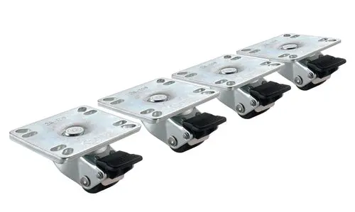 Krowne 28-109S Set Of 4 Ultra-Low-Profile 2" Casters With Front Brake (1" Wheels) 1