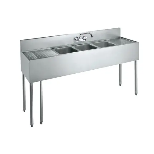 Krowne Cs-1872 72-Inch Triple-Compartment Convenience Store Sink With Twin 18-Inch Drainboards 1