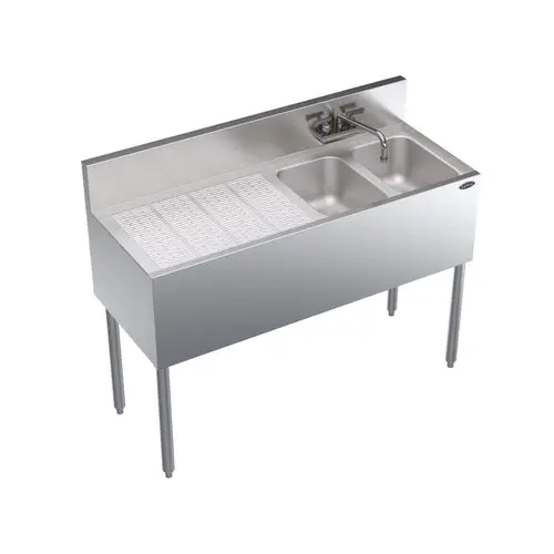 Krowne Kr19-42R Royal Series 48" Two-Compartment Underbar Sink — Right Bowl & Left Drain Board 1