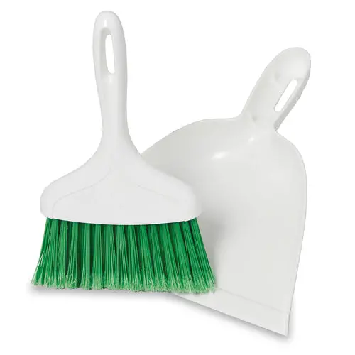 Libman Commercial 1031 Heavy-Duty Dust Pan And 7-Inch Whisk Broom Set – Green/White 1