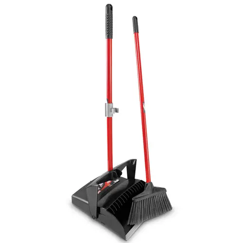 Libman Commercial 1194 Deluxe Lobby Broom & Dust Pan Set — 10", Rubber-Lip Design, Open-Lid Pan 1