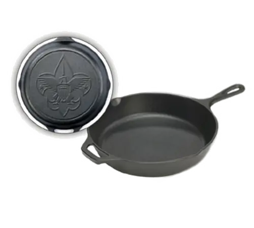 Lodge 12-Inch Boy Scout-Themed Cast Iron Skillet With Fleur-De-Lis Engraving 1