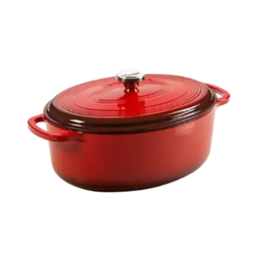Lodge Ec7Od43 7-Quart Red Enameled Oval Dutch Oven – Oven & Stovetop Safe 1