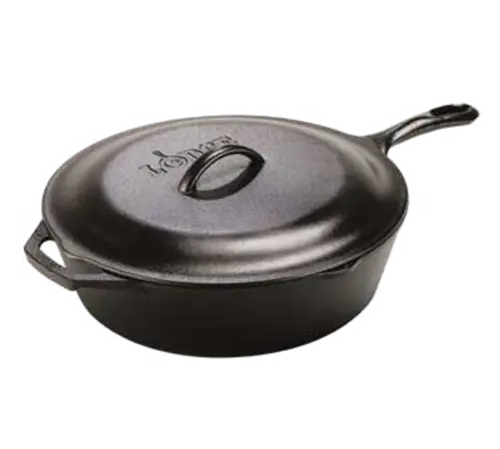 Lodge L10Cf3 5-Quart Covered Deep Skillet – Pre-Seasoned Cast Iron 1