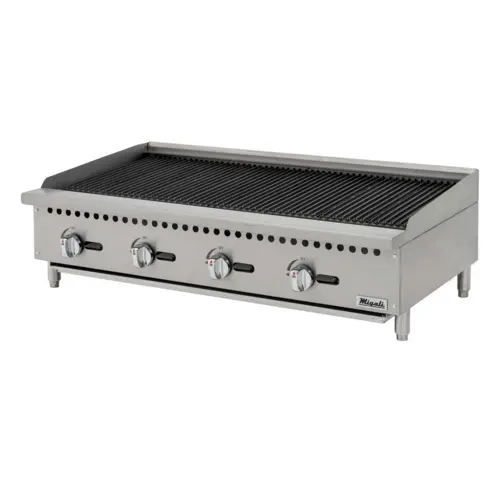 Migali 48-Inch Gas Char-Rock Charbroiler — Countertop Model, 140,000 Btu 1