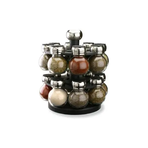 Olde Thompson 25-616Ss Orbit-Style Rotating Spice Rack With 16 Pre-Filled Jars 1