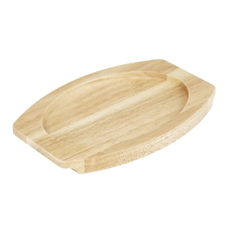 Olympia Hevea Wood Board For Medium Oval Cast Iron Dish – 260X165Mm 1