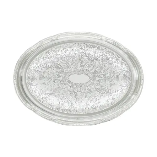 Oval Gadroon-Edge Serving Tray – 18.75" X 13", Chrome-Plated, Winco Cmt-1318 1