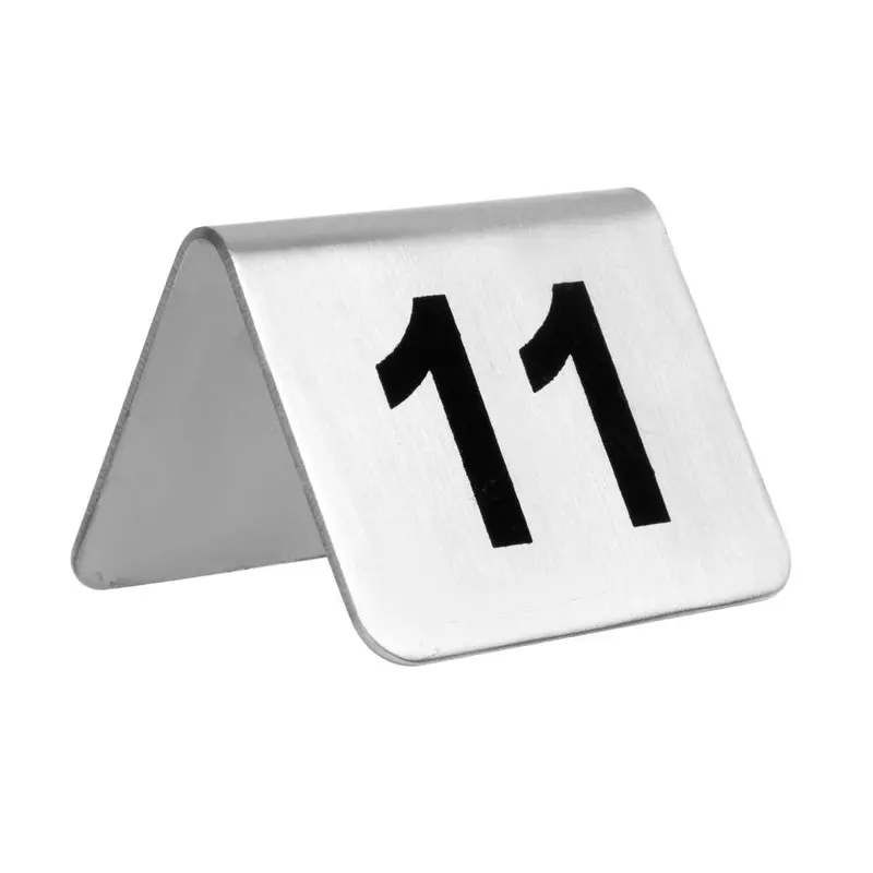 Stainless Steel Table Number Plaques (11–20) – 10-Piece Olympia Set 1