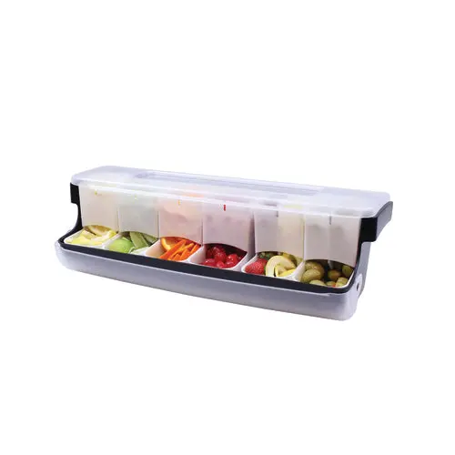 Tablecraft Bcd6000 Fifo Garnish & Condiment Station With 6 White Inserts 1