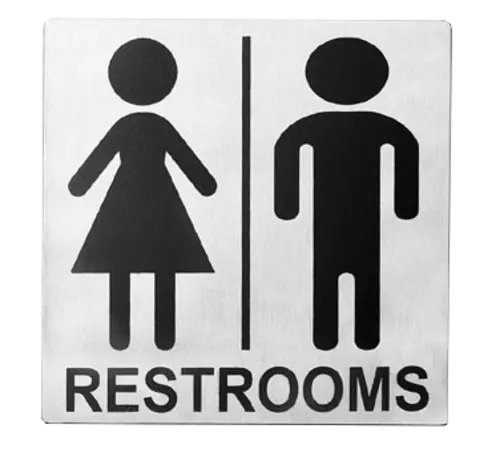 Tablecraft Stainless Steel Restroom Sign – 5" X 5" Men/Women Identifier (B12) 1