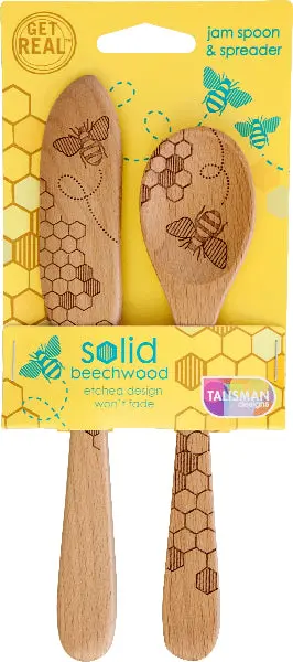 Talisman Honey Bee Pattern Jam Spoon And Butter Spreader Set 1