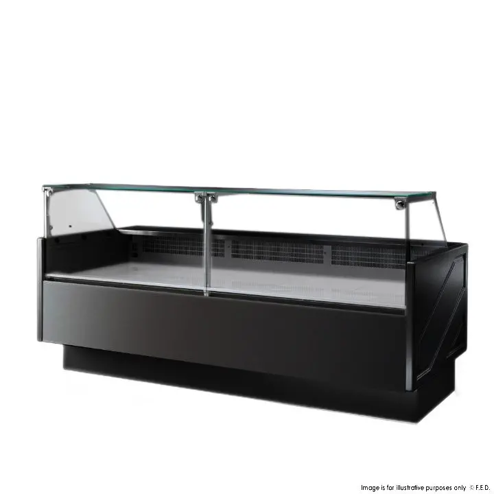 Tecnodom Tdmr-0925B Mr9.5 Black Deli Display Unit – 2480Mm Wide With Storage & Braked Castors 1