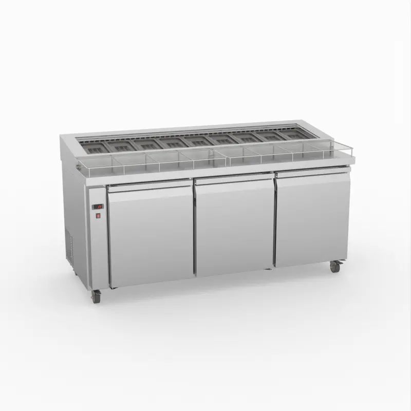 Thermaster Pwb180 Stainless Steel Triple-Section Pizza Workbench 1