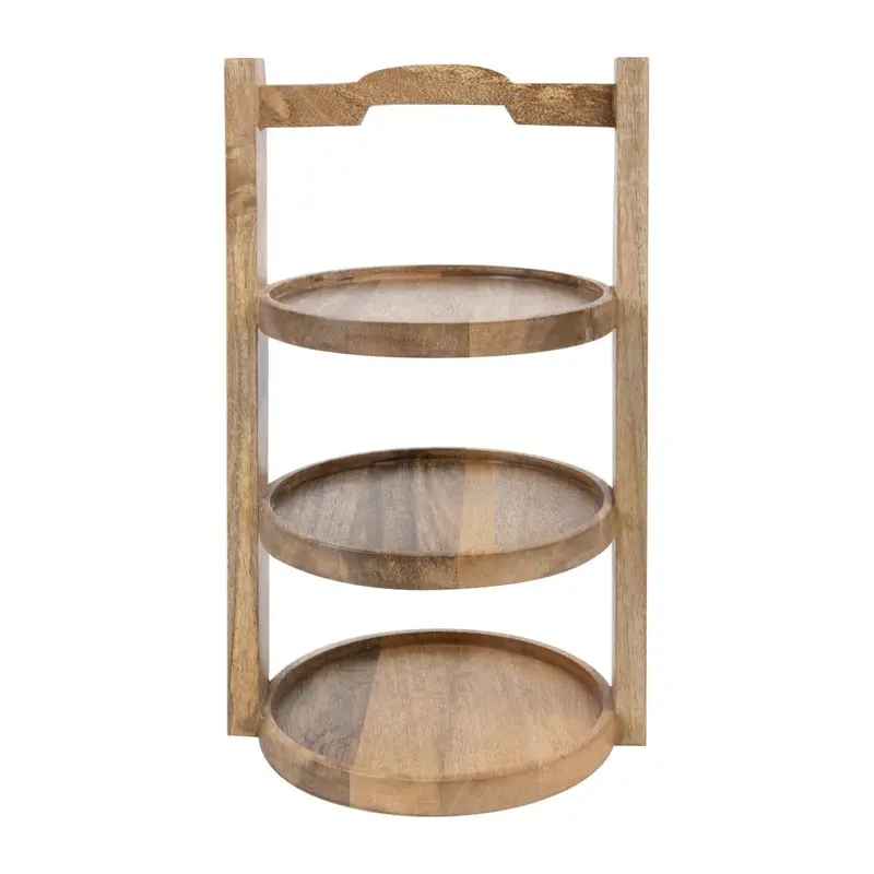 Three-Tier Mango Wood Plate Stand – Designed For 200Mm Dinnerware, Olympia Collection (Hy751) 1