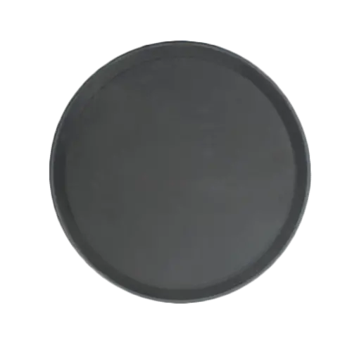 Thunder Group Plft1100Bk 11" Round Fiberglass Serving Tray – Black, Non-Skid Base 1
