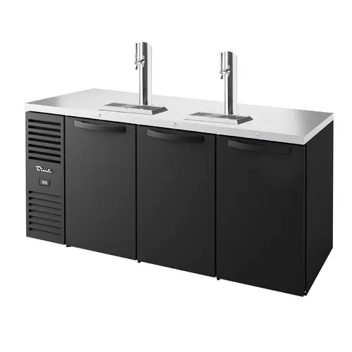 True Tdr72-Risz1-L-B-Sss-1 72" Three-Section Refrigerated Draft Bar Cooler – Black Finish 1