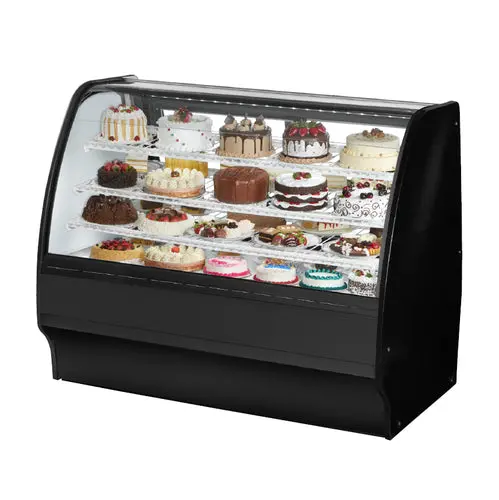 True Tgm-R-59-Sc/Sc-B-W 59" Curved-Glass Bakery Display Case – Refrigerated, Black Finish 1