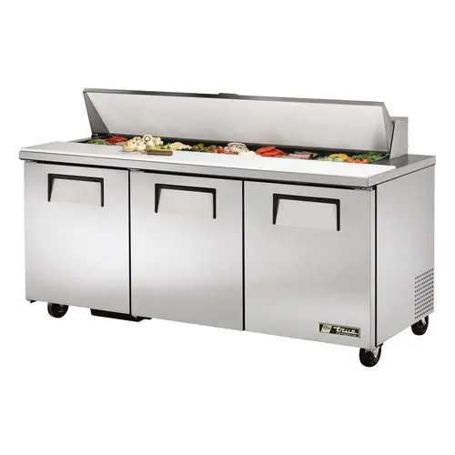 True Tssu-72-18-Hc 72-Inch 3-Door Hydrocarbon Sandwich & Salad Prep Table 1