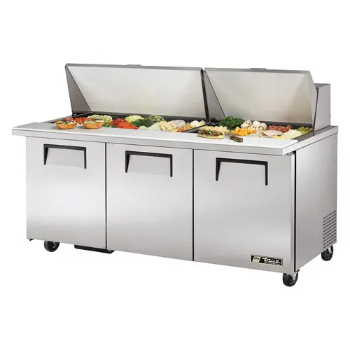 True Tssu-72-30M-B-St-Hc 72.4-Inch 3-Door Mega-Top Hydrocarbon Prep Table 1