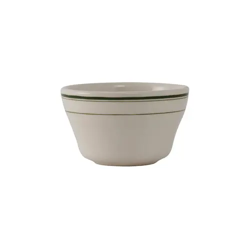 Tuxton Green Bay 8 Oz Bouillon Cup – Vitrified Eggshell With Green Band 1