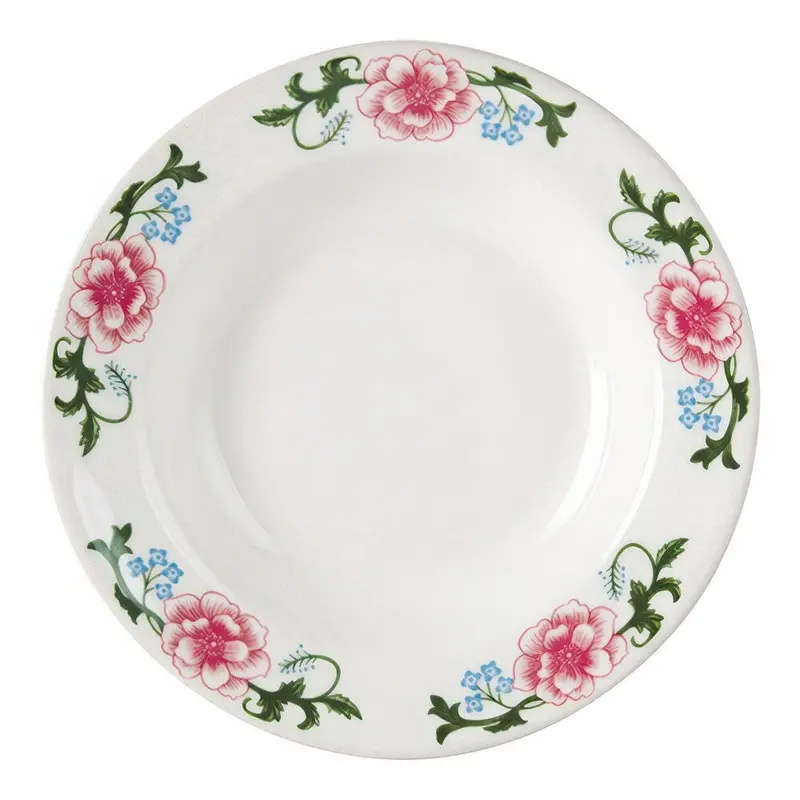Tuxton Lcd-090 Western Rose 12.5 Oz Narrow-Rim Eggshell Soup Bowl 1