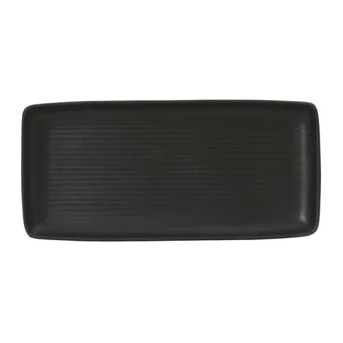 Tuxton Vbz-140Y Zion Matte Black Embossed Tray – 14" X 6.625", Commercial China 1